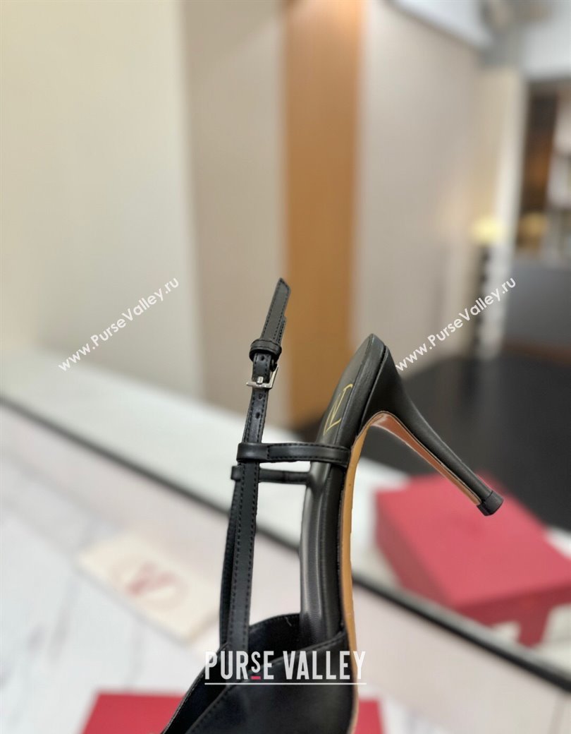 Valentino VLogo Signature Slingback Pumps 8cm in Matte Calfskin All Black 2025 VA082110 (MD-250821082)