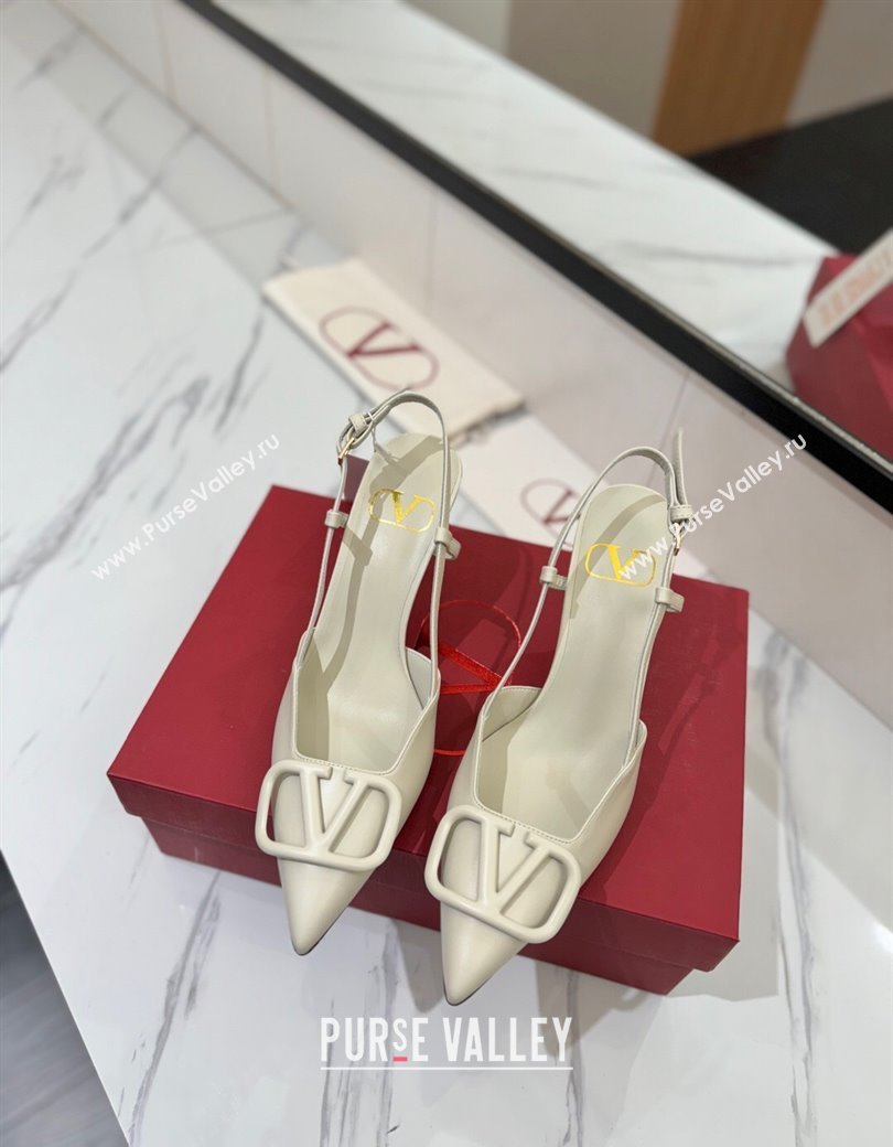 Valentino VLogo Signature Slingback Pumps 8cm in Matte Calfskin All White 2025 VA082110 (MD-250821083)