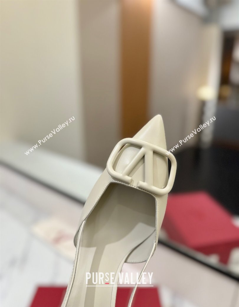 Valentino VLogo Signature Slingback Pumps 8cm in Matte Calfskin All White 2025 VA082110 (MD-250821083)