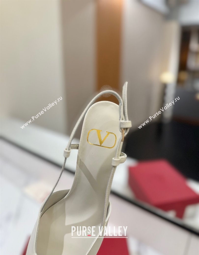 Valentino VLogo Signature Slingback Pumps 8cm in Matte Calfskin All White 2025 VA082110 (MD-250821083)