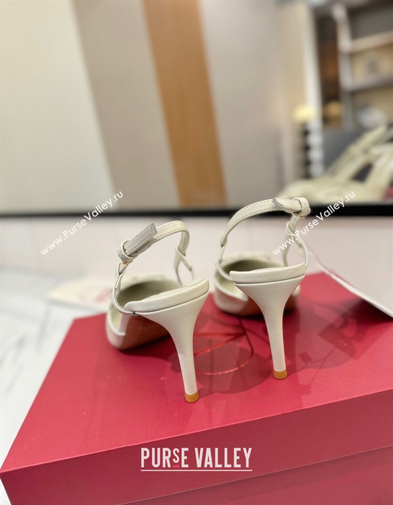 Valentino VLogo Signature Slingback Pumps 8cm in Matte Calfskin All White 2025 VA082110 (MD-250821083)