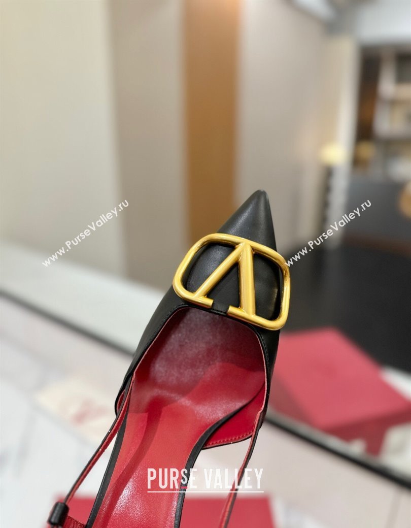 Valentino VLogo Signature Slingback Pumps 8cm in Matte Calfskin Black2 2025 VA082110 (MD-250821085)