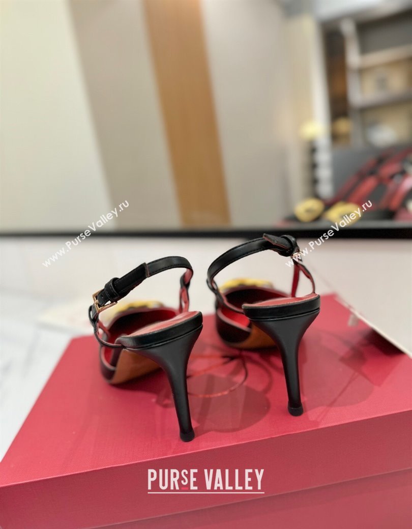 Valentino VLogo Signature Slingback Pumps 8cm in Matte Calfskin Black2 2025 VA082110 (MD-250821085)