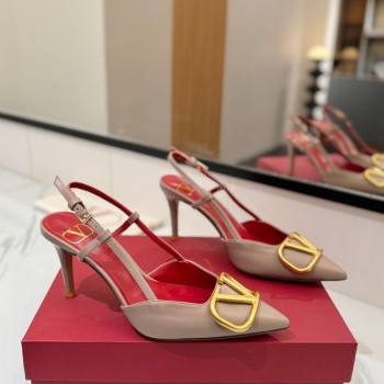 Valentino VLogo Signature Slingback Pumps 8cm in Matte Calfskin Dusty Beige 2025 VA082110 (MD-250821086)