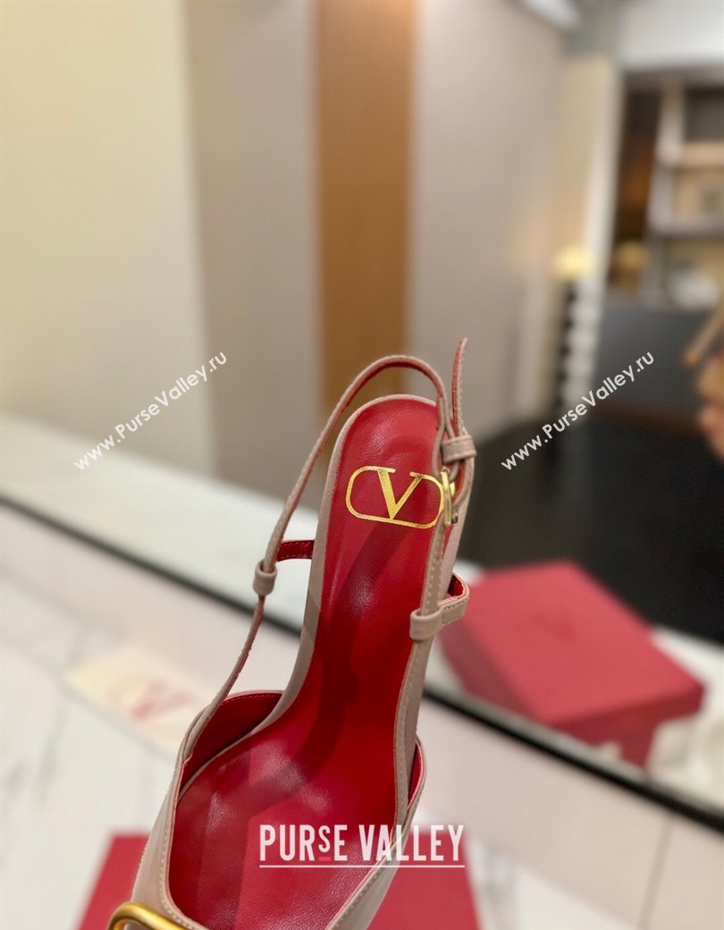 Valentino VLogo Signature Slingback Pumps 8cm in Matte Calfskin Dusty Beige 2025 VA082110 (MD-250821086)