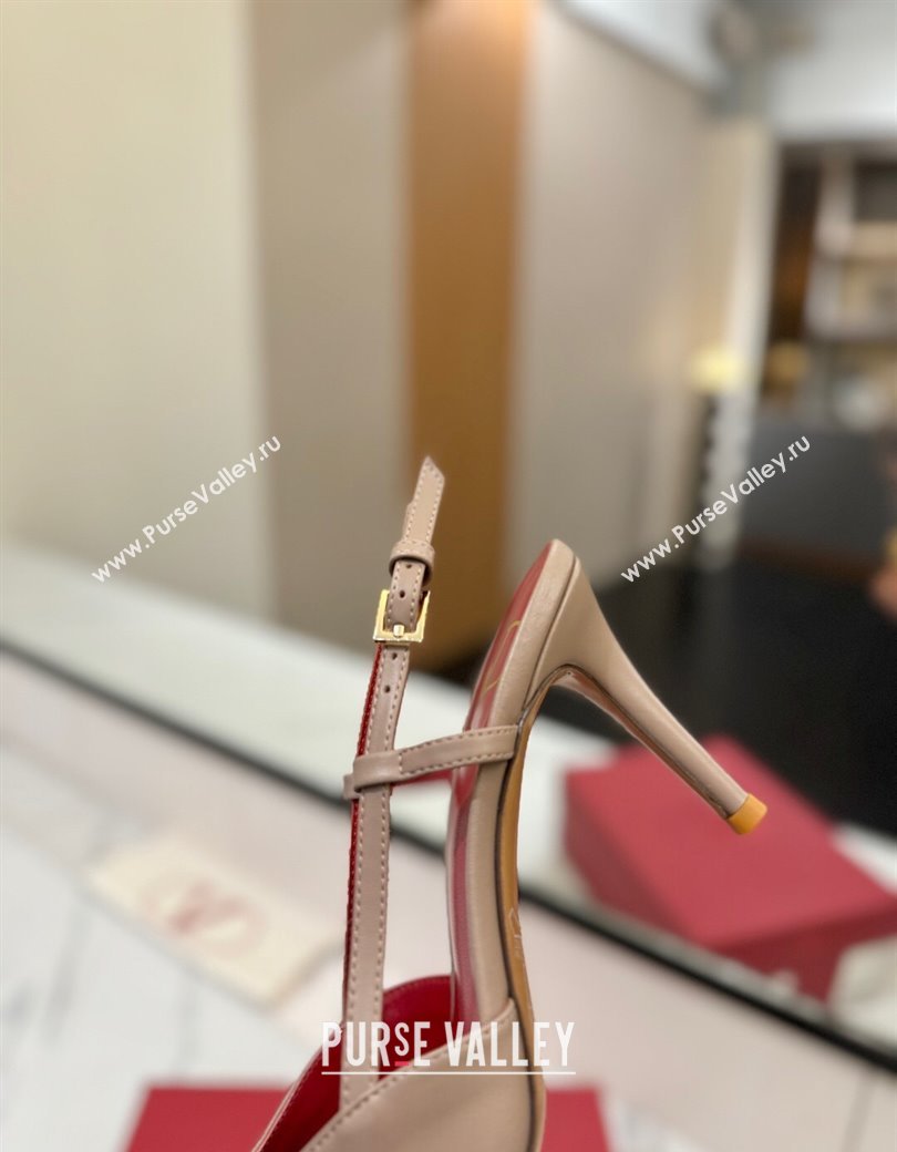 Valentino VLogo Signature Slingback Pumps 8cm in Matte Calfskin Dusty Beige 2025 VA082110 (MD-250821086)