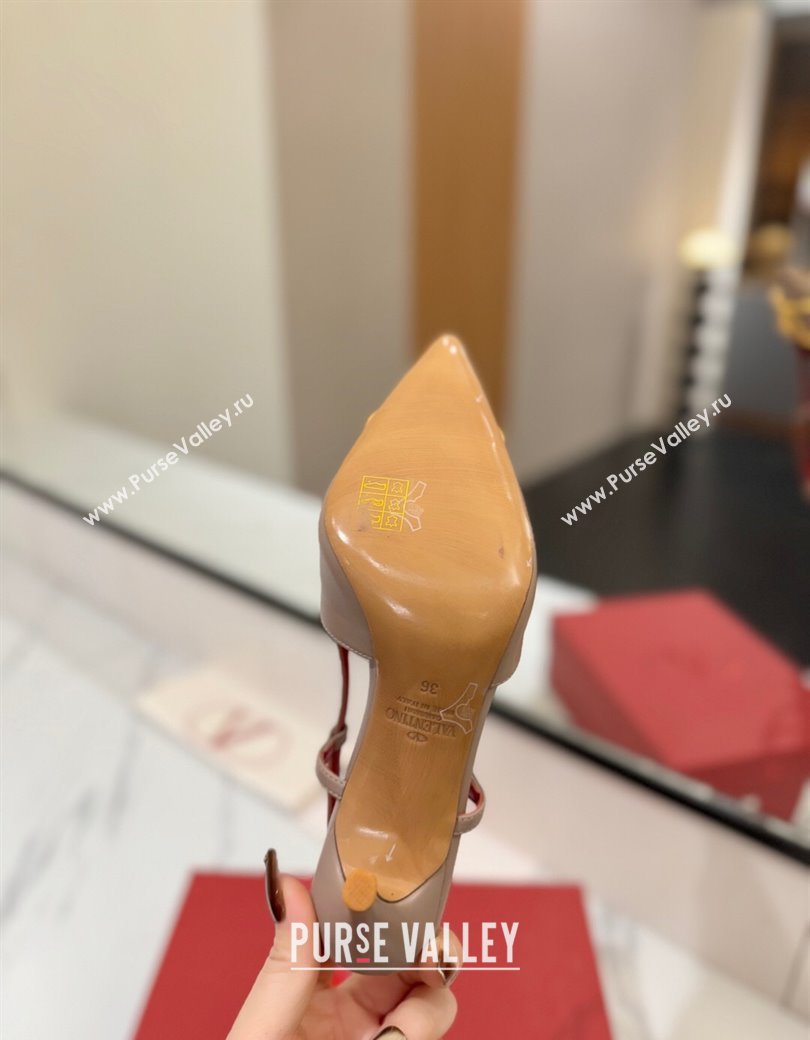 Valentino VLogo Signature Slingback Pumps 8cm in Matte Calfskin Dusty Beige 2025 VA082110 (MD-250821086)