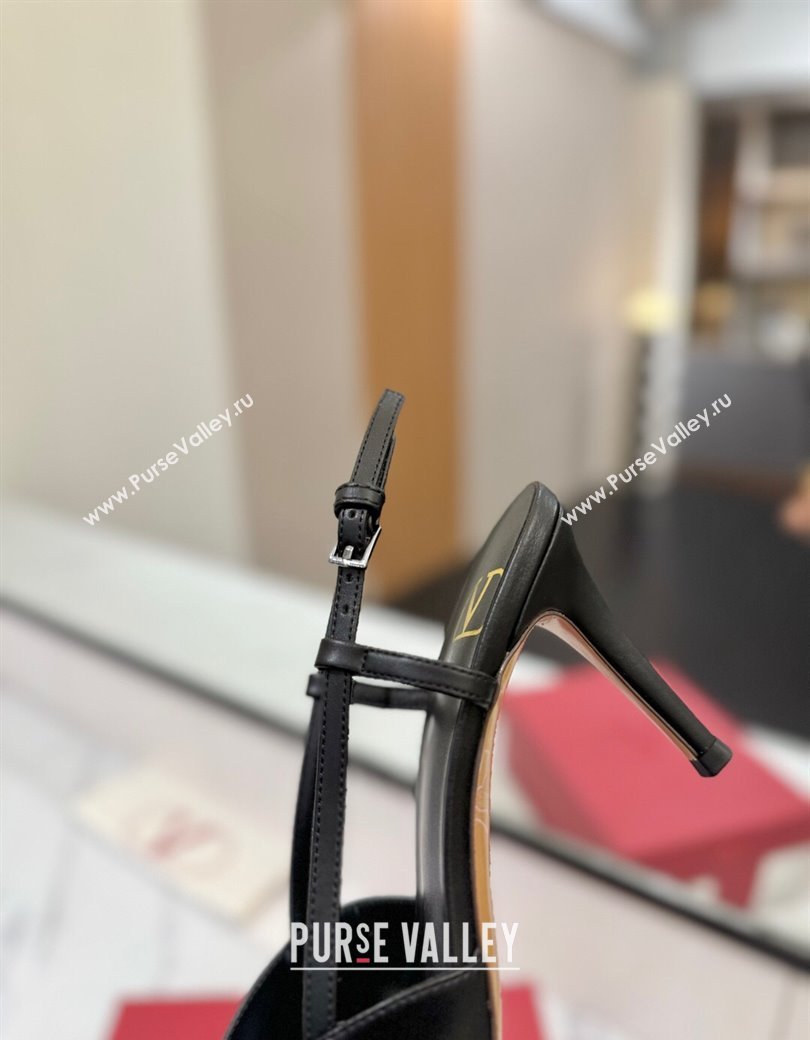Valentino VLogo Signature Slingback Pumps 8cm in Matte Calfskin Black/Gold 2025 VA082110 (MD-250821087)