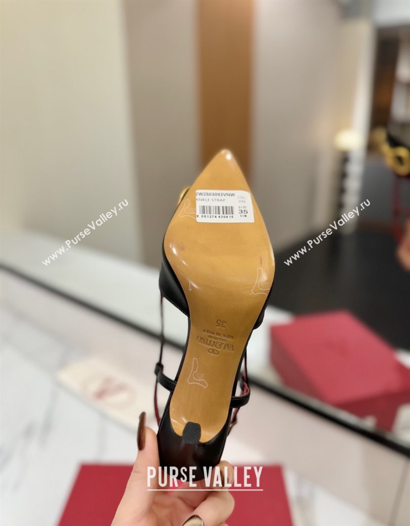 Valentino VLogo Signature Slingback Pumps 8cm in Matte Calfskin Black/Gold 2025 VA082110 (MD-250821087)