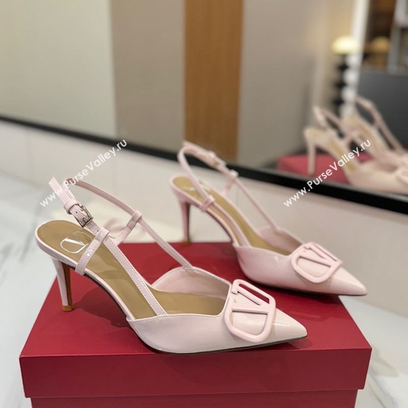 Valentino VLogo Signature Slingback Pumps 8cm in Patent Calfskin Light Pink 2025 VA082111 (MD-250821088)