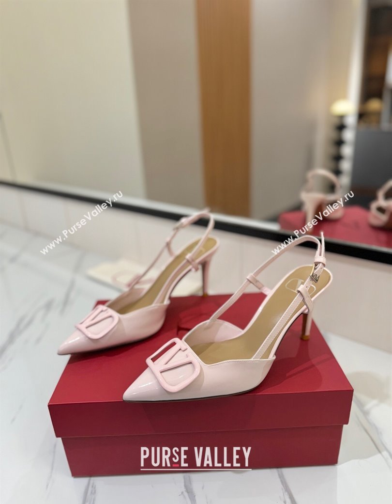 Valentino VLogo Signature Slingback Pumps 8cm in Patent Calfskin Light Pink 2025 VA082111 (MD-250821088)
