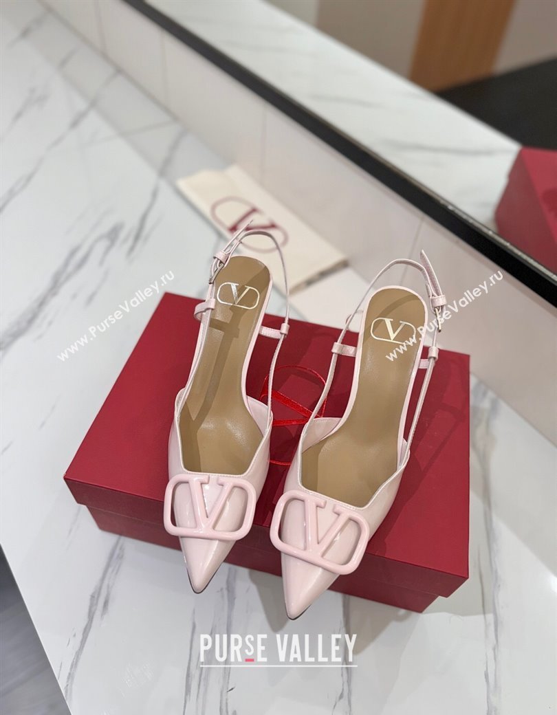 Valentino VLogo Signature Slingback Pumps 8cm in Patent Calfskin Light Pink 2025 VA082111 (MD-250821088)
