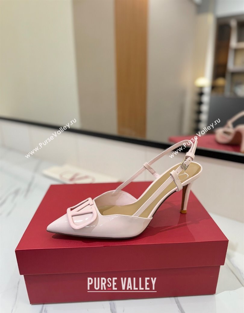 Valentino VLogo Signature Slingback Pumps 8cm in Patent Calfskin Light Pink 2025 VA082111 (MD-250821088)