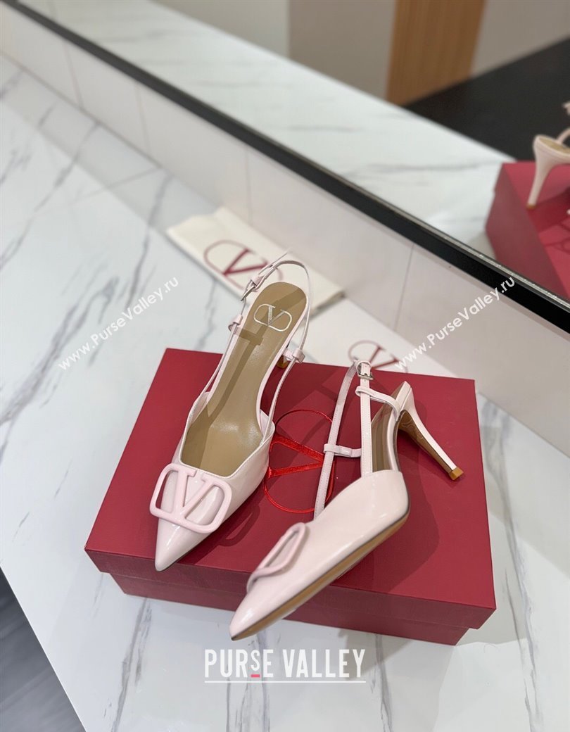 Valentino VLogo Signature Slingback Pumps 8cm in Patent Calfskin Light Pink 2025 VA082111 (MD-250821088)