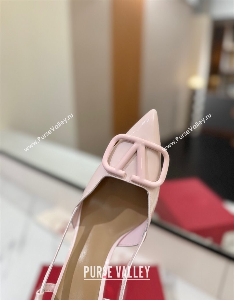 Valentino VLogo Signature Slingback Pumps 8cm in Patent Calfskin Light Pink 2025 VA082111 (MD-250821088)