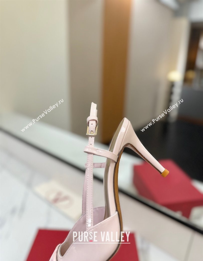Valentino VLogo Signature Slingback Pumps 8cm in Patent Calfskin Light Pink 2025 VA082111 (MD-250821088)