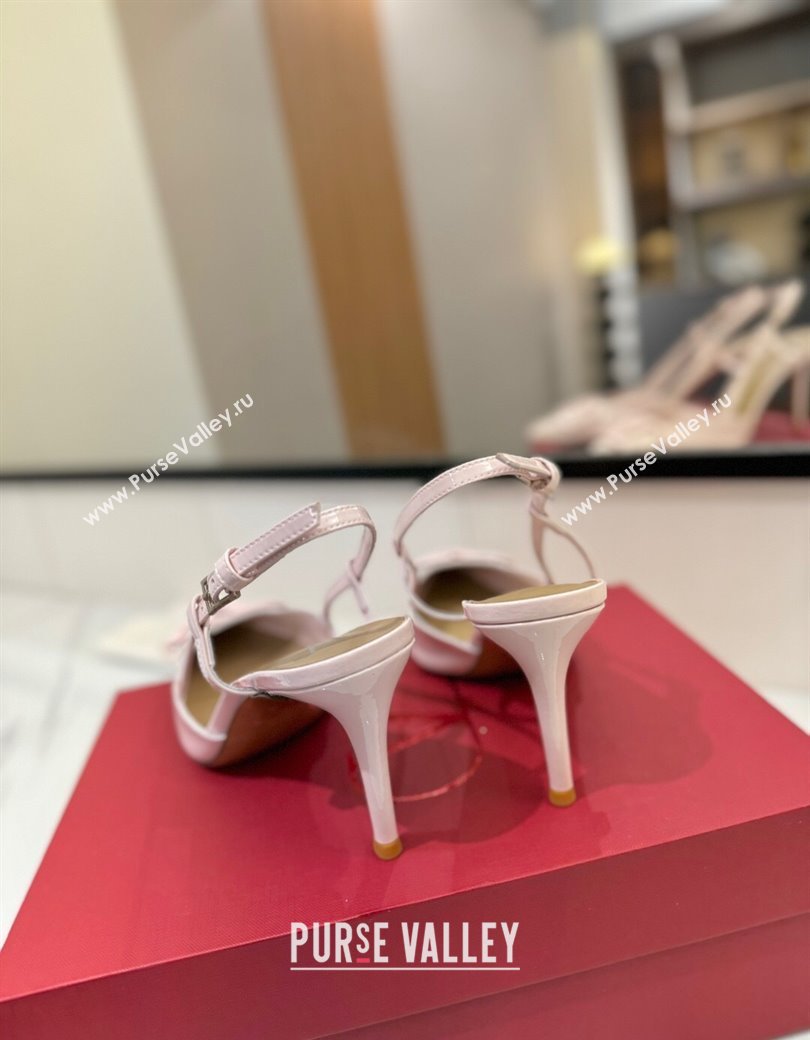 Valentino VLogo Signature Slingback Pumps 8cm in Patent Calfskin Light Pink 2025 VA082111 (MD-250821088)