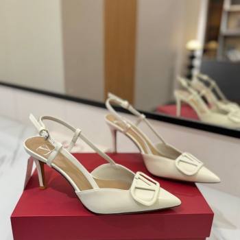 Valentino VLogo Signature Slingback Pumps 8cm in Patent Calfskin White 2025 VA082111 (MD-250821089)