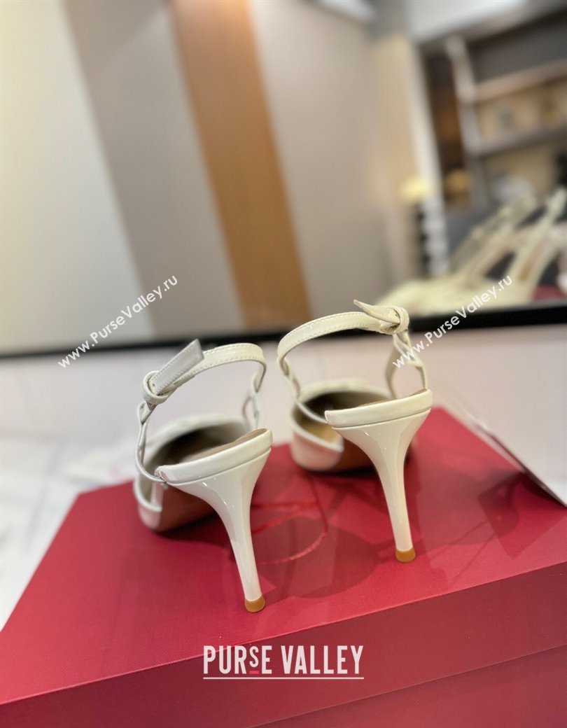 Valentino VLogo Signature Slingback Pumps 8cm in Patent Calfskin White 2025 VA082111 (MD-250821089)