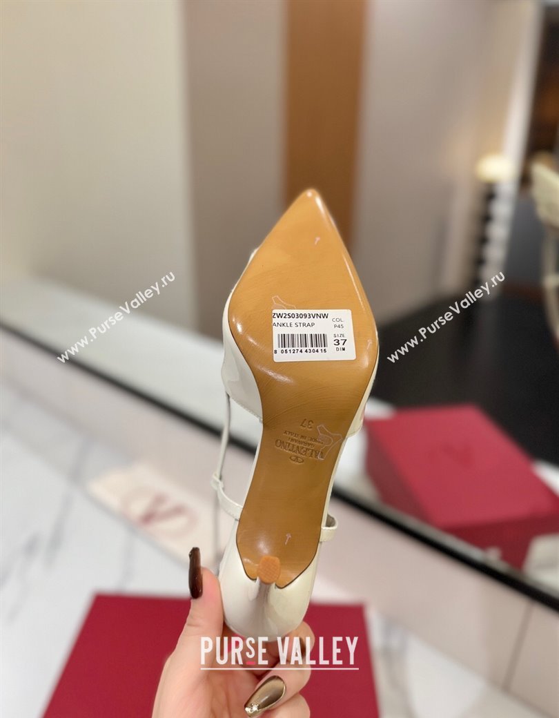 Valentino VLogo Signature Slingback Pumps 8cm in Patent Calfskin White 2025 VA082111 (MD-250821089)