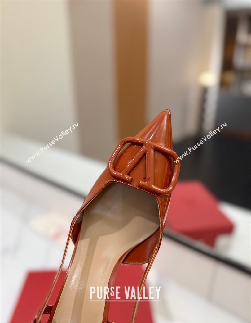 Valentino VLogo Signature Slingback Pumps 8cm in Patent Calfskin Brown 2025 VA082111 (MD-250821090)