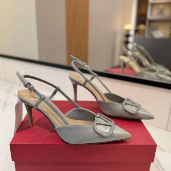 Valentino VLogo Signature Slingback Pumps 8cm in Patent Calfskin Grey 2025 VA082111 (MD-250821092)