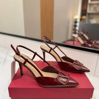 Valentino VLogo Signature Slingback Pumps 8cm in Patent Calfskin Dark Burgundy 2025 VA082111 (MD-250821093)