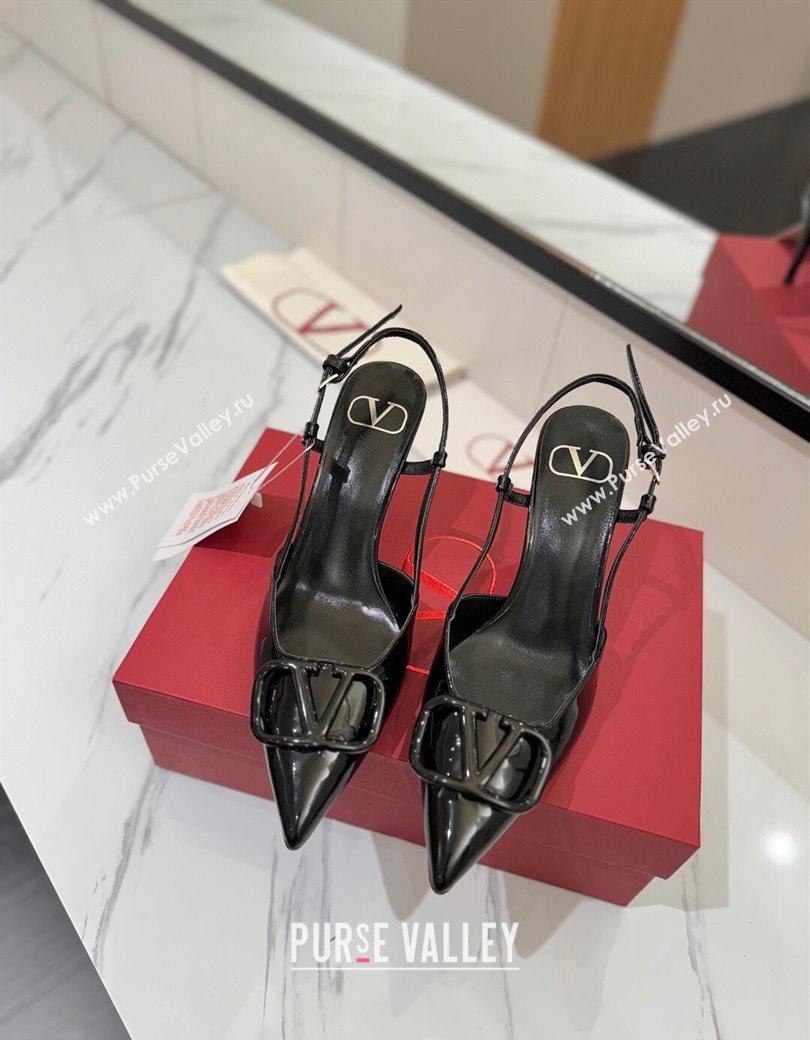 Valentino VLogo Signature Slingback Pumps 8cm in Patent Calfskin All Black 2025 VA082111 (MD-250821094)