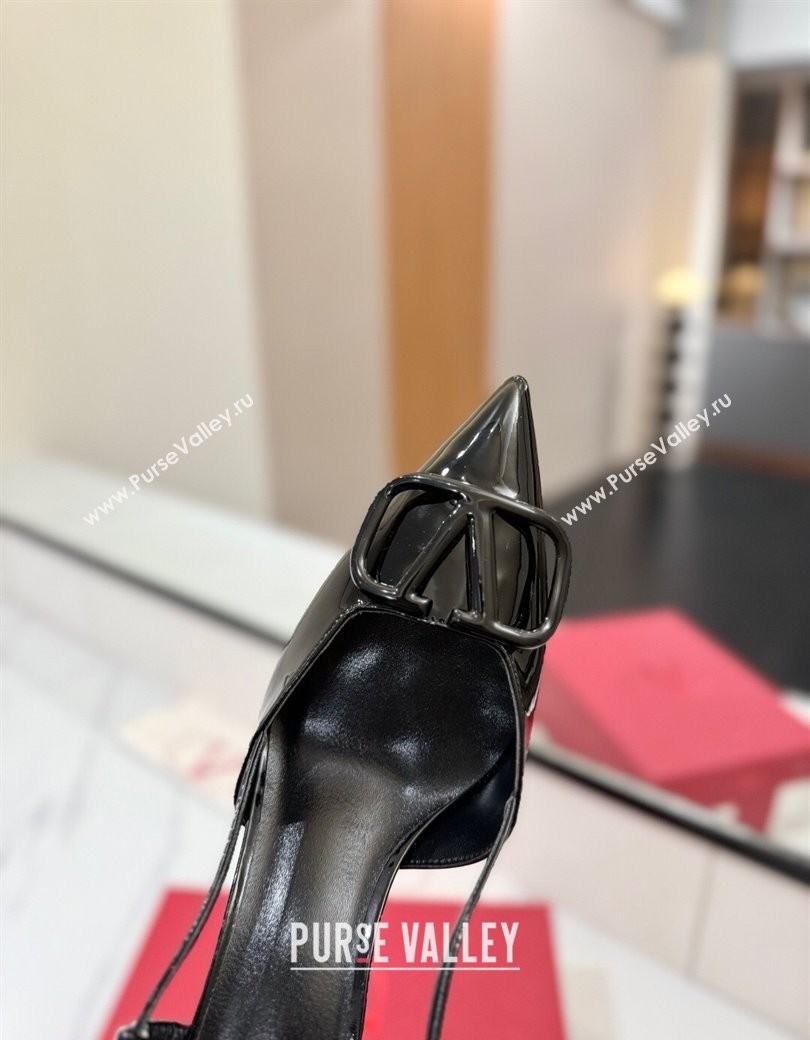 Valentino VLogo Signature Slingback Pumps 8cm in Patent Calfskin All Black 2025 VA082111 (MD-250821094)