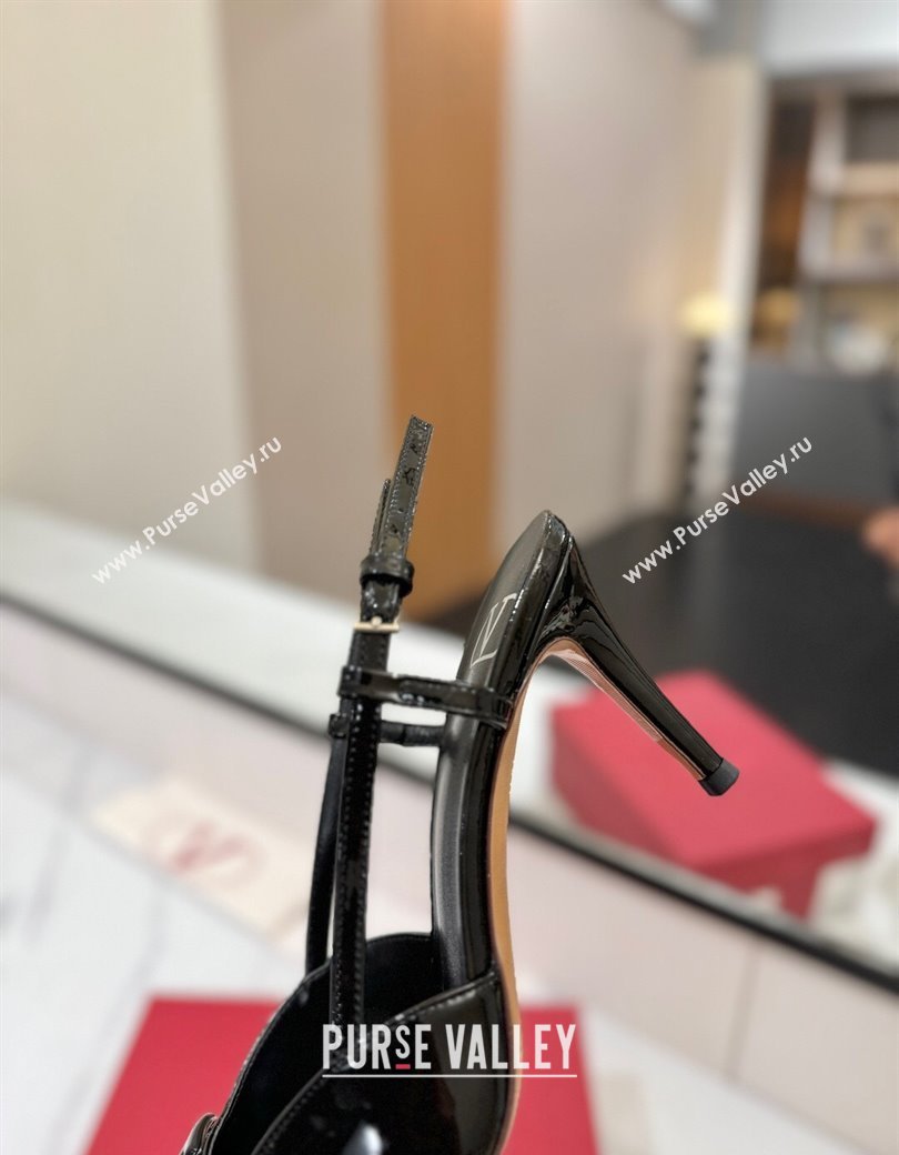 Valentino VLogo Signature Slingback Pumps 8cm in Patent Calfskin All Black 2025 VA082111 (MD-250821094)