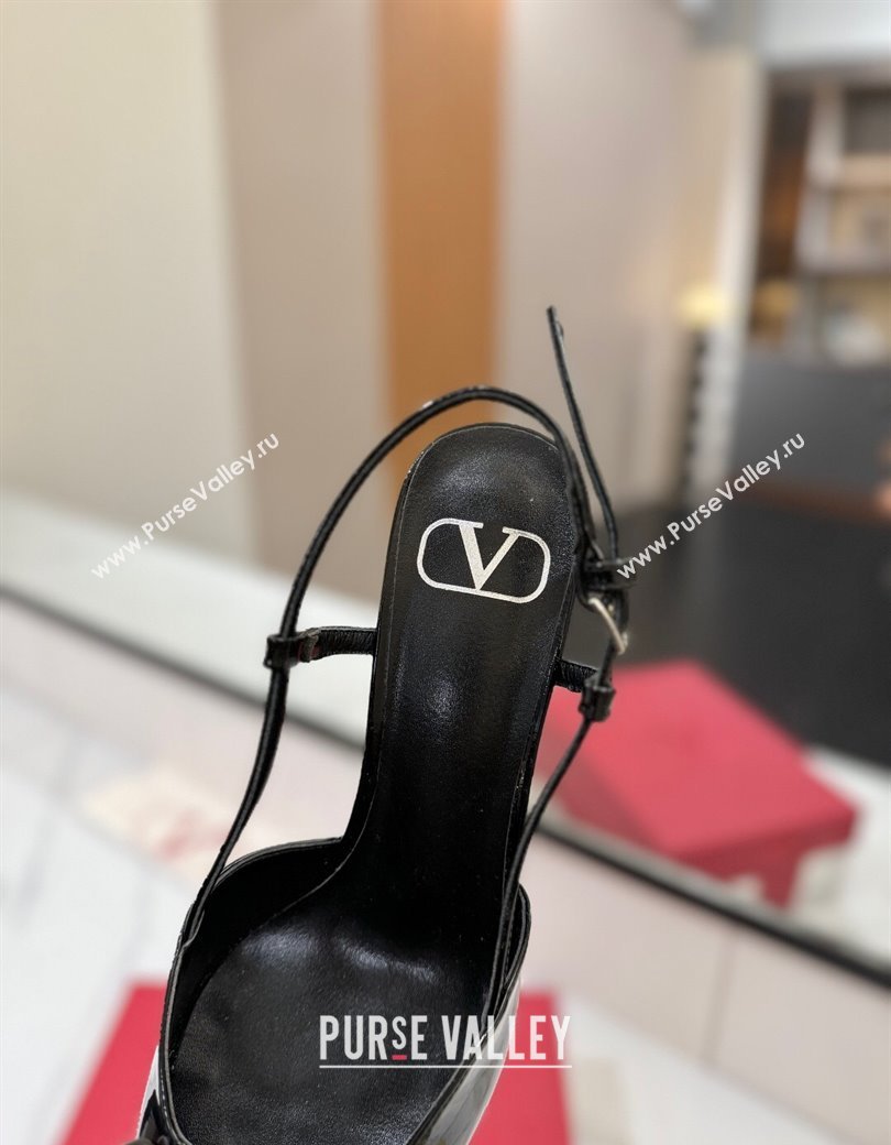 Valentino VLogo Signature Slingback Pumps 8cm in Patent Calfskin All Black 2025 VA082111 (MD-250821094)