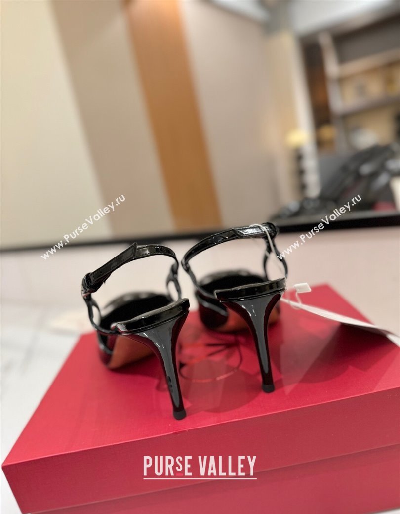 Valentino VLogo Signature Slingback Pumps 8cm in Patent Calfskin All Black 2025 VA082111 (MD-250821094)