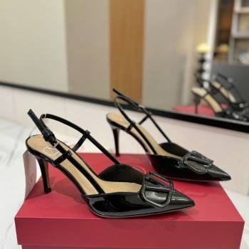 Valentino VLogo Signature Slingback Pumps 8cm in Patent Calfskin Black2 2025 VA082111 (MD-250821095)