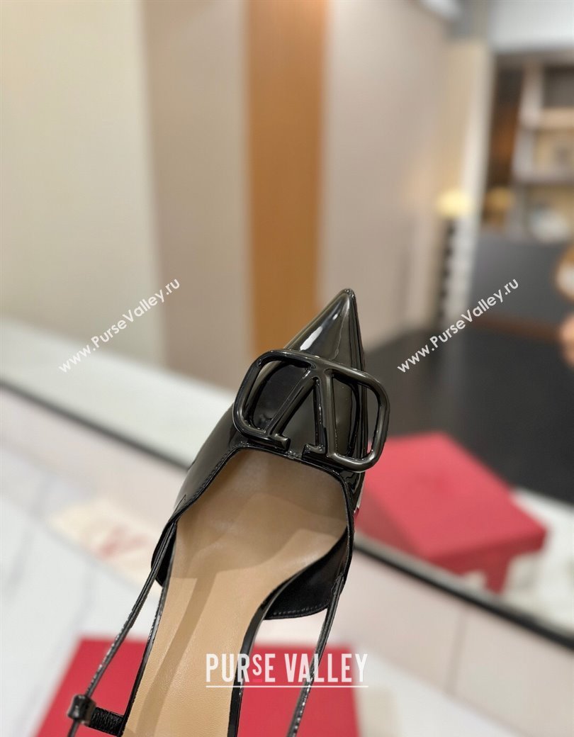 Valentino VLogo Signature Slingback Pumps 8cm in Patent Calfskin Black2 2025 VA082111 (MD-250821095)