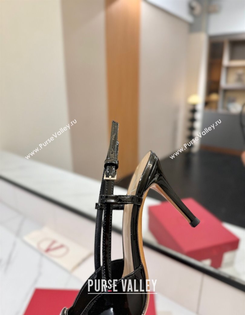 Valentino VLogo Signature Slingback Pumps 8cm in Patent Calfskin Black2 2025 VA082111 (MD-250821095)