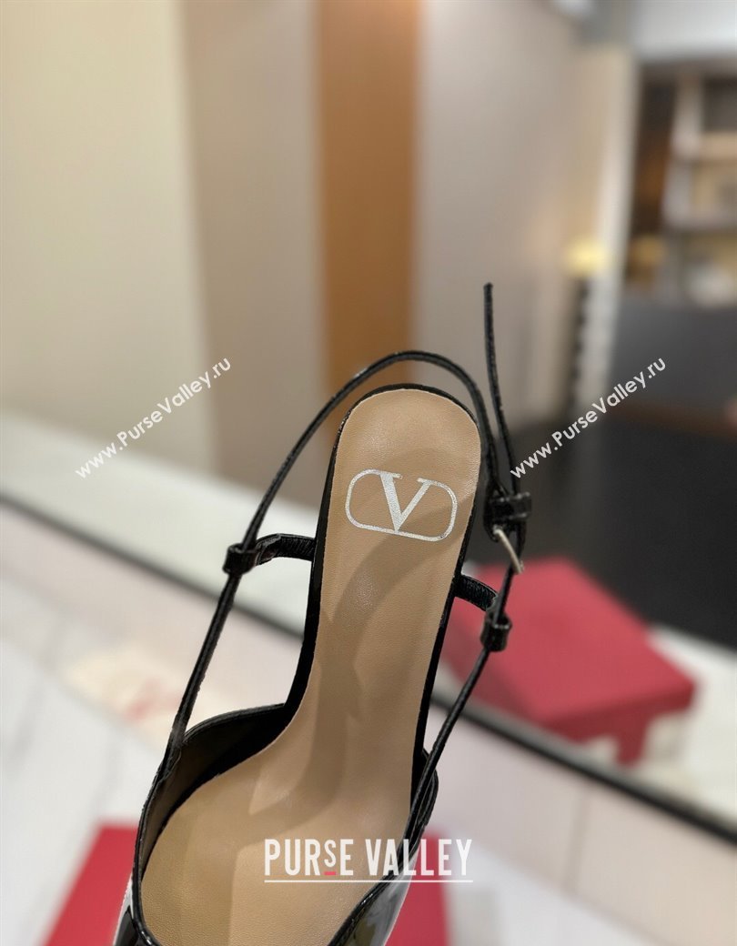 Valentino VLogo Signature Slingback Pumps 8cm in Patent Calfskin Black2 2025 VA082111 (MD-250821095)
