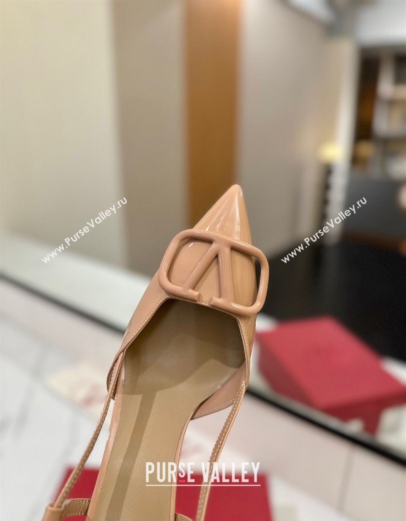 Valentino VLogo Signature Slingback Pumps 8cm in Patent Calfskin Pale Pink 2025 VA082111 (MD-250821096)