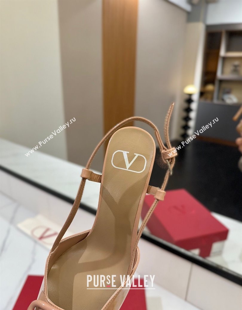 Valentino VLogo Signature Slingback Pumps 8cm in Patent Calfskin Pale Pink 2025 VA082111 (MD-250821096)