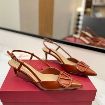 Valentino VLogo Signature Slingback Pumps 4.5cm in Patent Calfskin Brown 2025 VA082111 (MD-250821097)