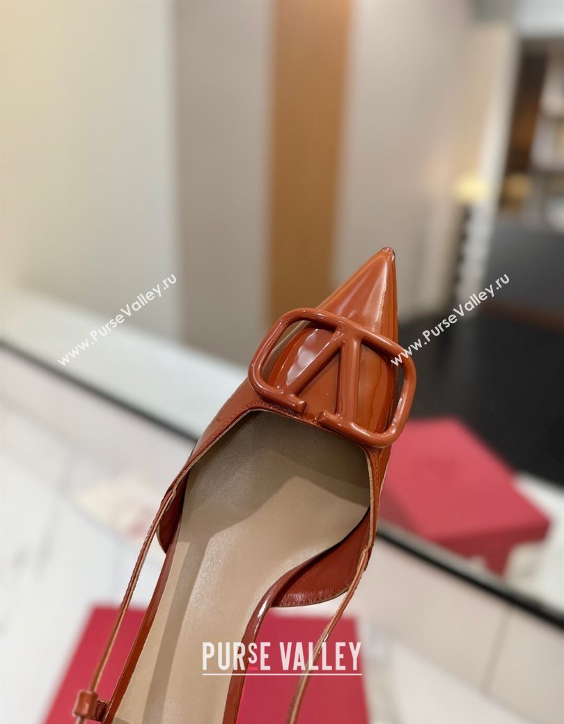 Valentino VLogo Signature Slingback Pumps 4.5cm in Patent Calfskin Brown 2025 VA082111 (MD-250821097)
