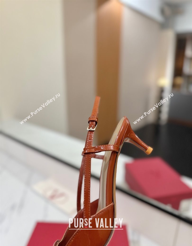 Valentino VLogo Signature Slingback Pumps 4.5cm in Patent Calfskin Brown 2025 VA082111 (MD-250821097)