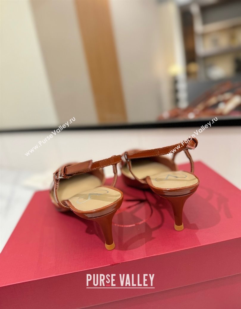 Valentino VLogo Signature Slingback Pumps 4.5cm in Patent Calfskin Brown 2025 VA082111 (MD-250821097)