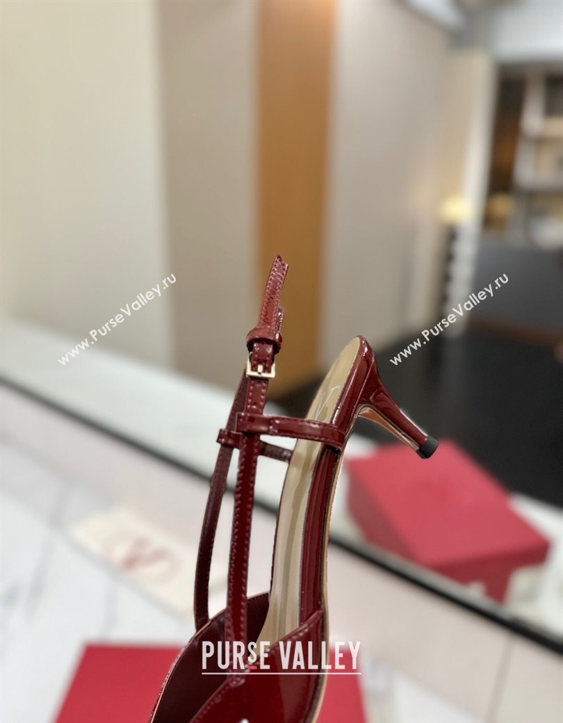 Valentino VLogo Signature Slingback Pumps 4.5cm in Patent Calfskin Dark Burgundy 2025 VA082111 (MD-250821098)