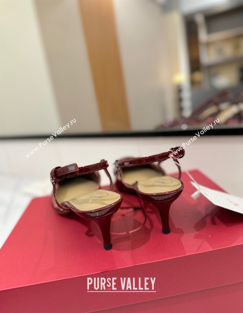 Valentino VLogo Signature Slingback Pumps 4.5cm in Patent Calfskin Dark Burgundy 2025 VA082111 (MD-250821098)