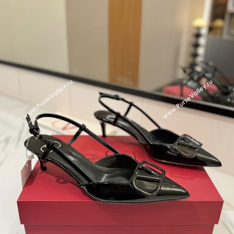 Valentino VLogo Signature Slingback Pumps 4.5cm in Patent Calfskin All Black 2025 VA082111 (MD-250821100)