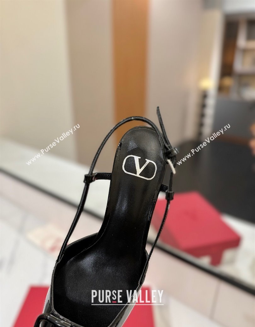 Valentino VLogo Signature Slingback Pumps 4.5cm in Patent Calfskin All Black 2025 VA082111 (MD-250821100)