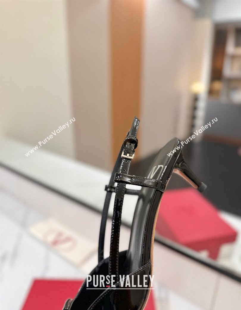 Valentino VLogo Signature Slingback Pumps 4.5cm in Patent Calfskin All Black 2025 VA082111 (MD-250821100)