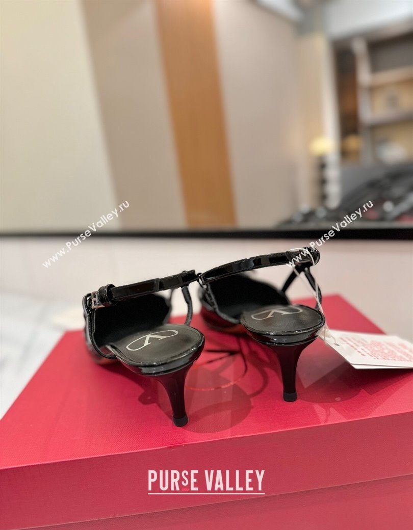 Valentino VLogo Signature Slingback Pumps 4.5cm in Patent Calfskin All Black 2025 VA082111 (MD-250821100)