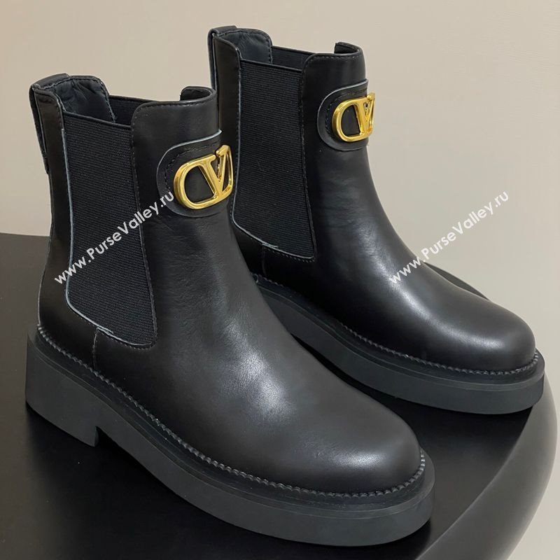 Valentino VLogo Signature Ankle Boots in Calfskin Black 2025 VA082103 (MD-250821007)