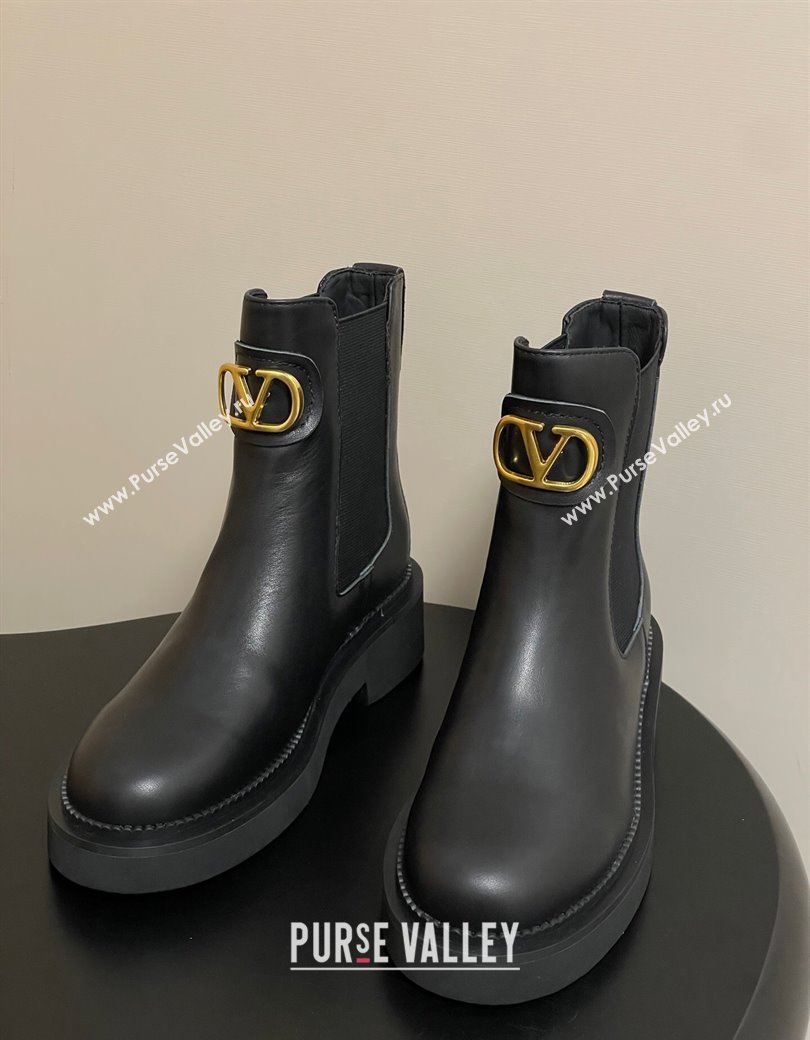 Valentino VLogo Signature Ankle Boots in Calfskin Black 2025 VA082103 (MD-250821007)